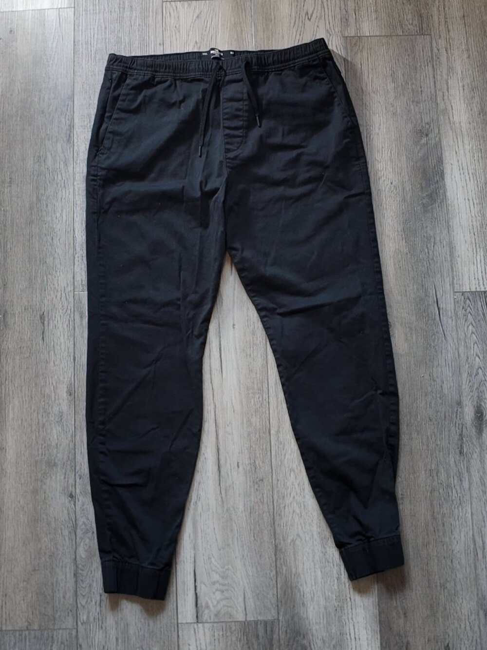 Hollister Advanced Stretch Joggers Mens XLT Black Twill Elastic Drawstring Pants